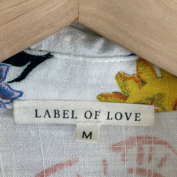 Label Of Love Womens Medium Button Up Floral Shirt Dress Linen Blend - Picture 5 of 13